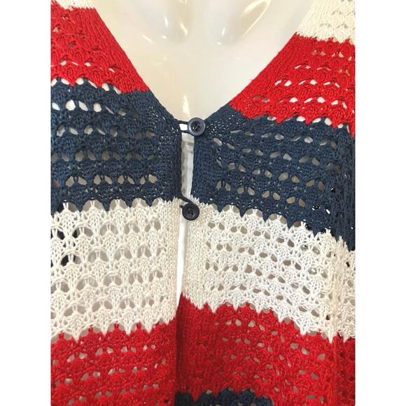 33 Degrees Women's Red/White/Blue Crochet 2 Button Front Cardigan Nautical SZ XL - Picture 5 of 9